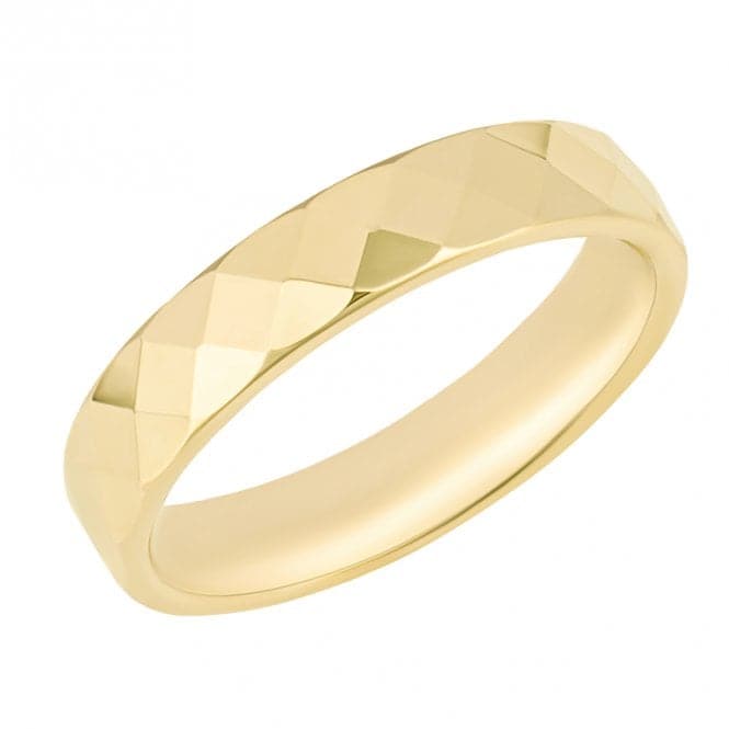 Hexagonal Textured 9ct Yellow Gold Ring GR616Elements GoldGR616 52