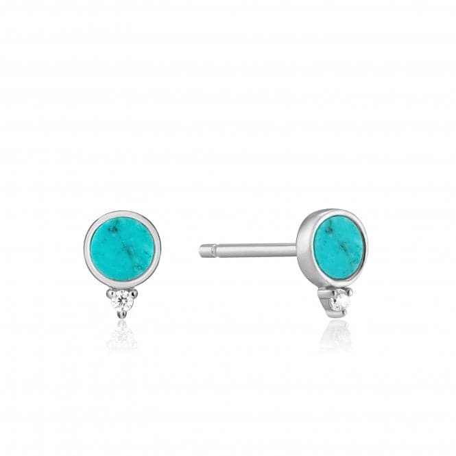 Hidden Gem Rhodium Turquoise Stud Earrings E022 - 01HAnia HaieE022 - 01H