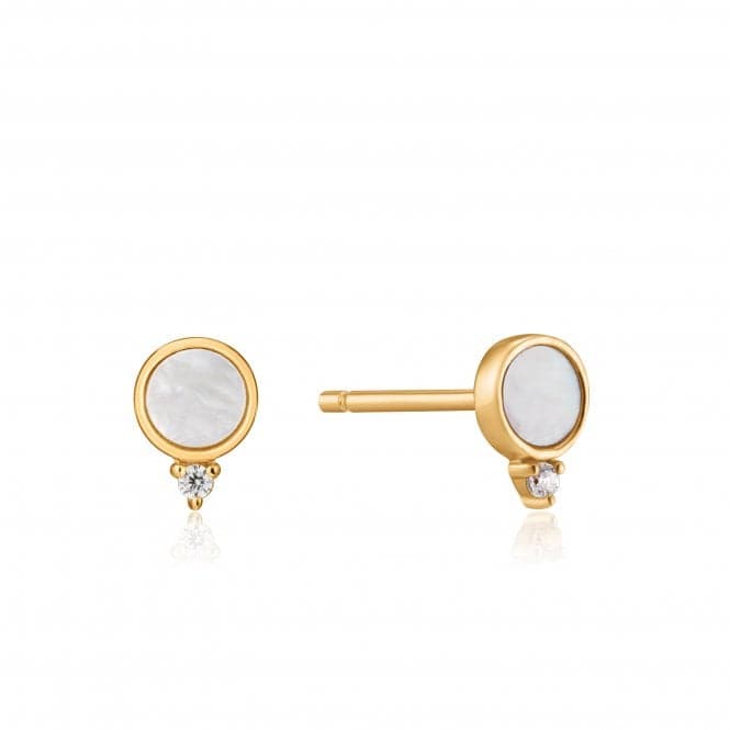 Hidden Gem Shiny Gold Mother Of Pearl Stud Earrings E022 - 01GAnia HaieE022 - 01G