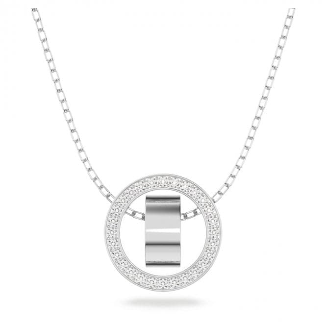 Hollow Pendant Circle White Rhodium Plated Necklace 5636501Swarovski5636501