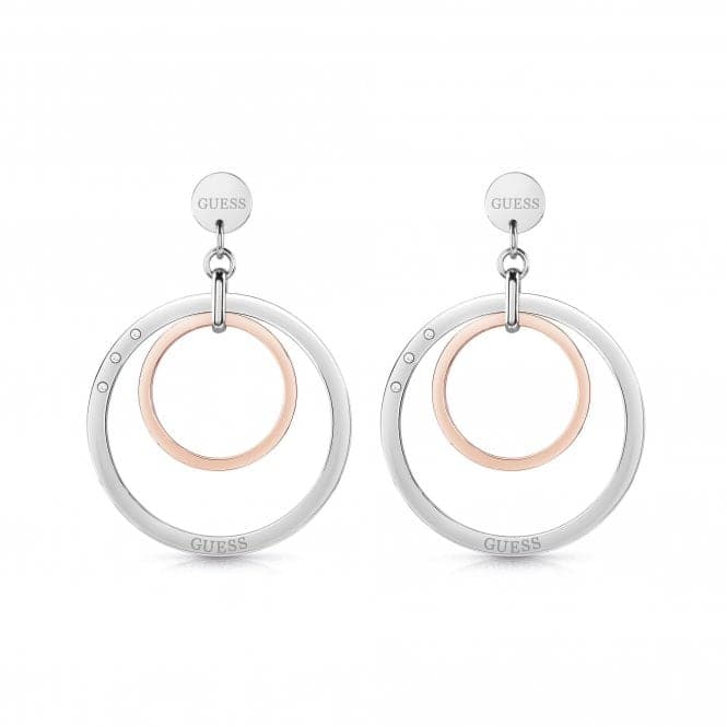 Hoops Circles Silver Rose Gold Earrings UBE29025Guess JewelleryUBE29025