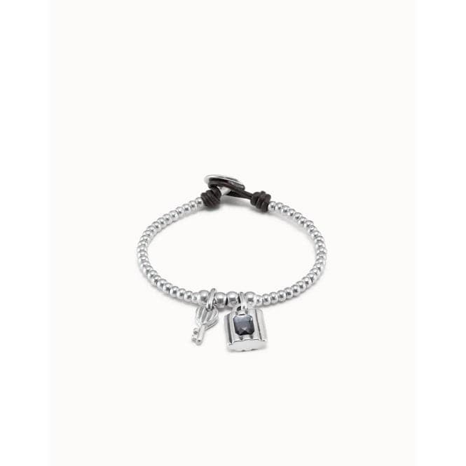 Hopeful Key Grey Metal Faceted Crystal BraceletUNOde50PUL2302GRSMTL0M