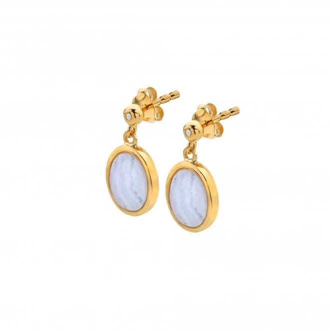 Horizontal Oval Blue Lace Agate Earrings DE776Hot Diamonds x GemstonesDE776