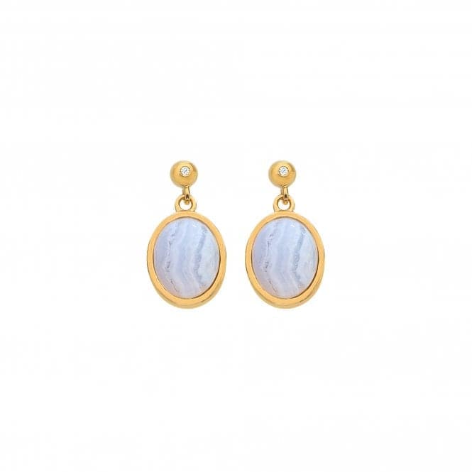 Horizontal Oval Blue Lace Agate Earrings DE776Hot Diamonds x GemstonesDE776