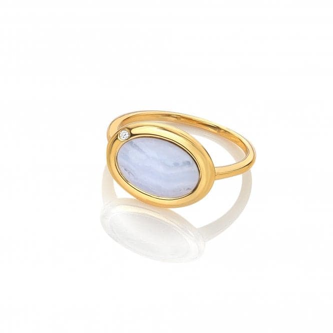 Horizontal Oval Blue Lace Agate Ring DR271Hot Diamonds x GemstonesDR271/XS