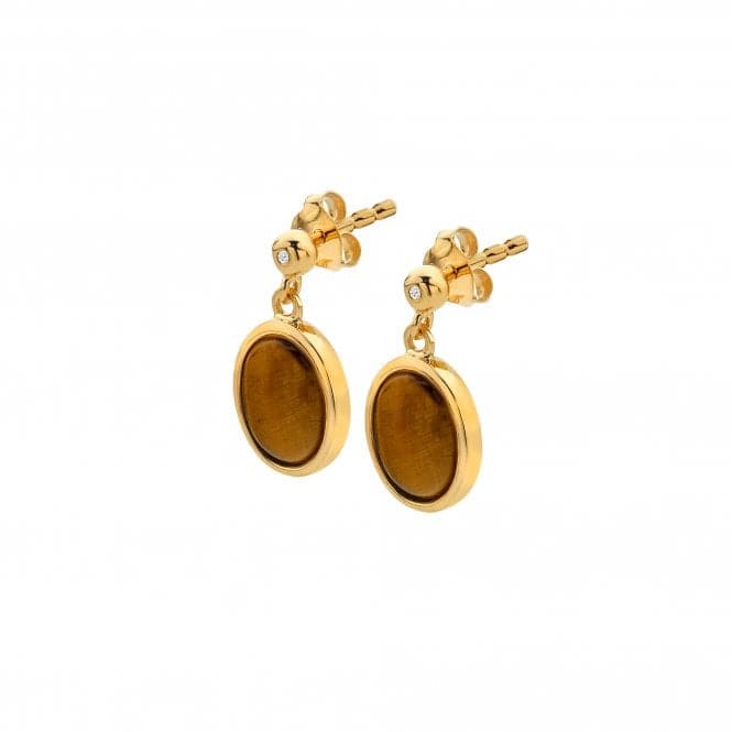 Horizontal Oval Tigers Eye Earrings DE777Hot Diamonds x GemstonesDE777