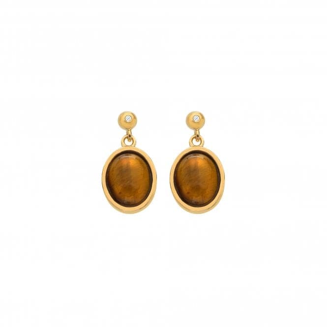 Horizontal Oval Tigers Eye Earrings DE777Hot Diamonds x GemstonesDE777