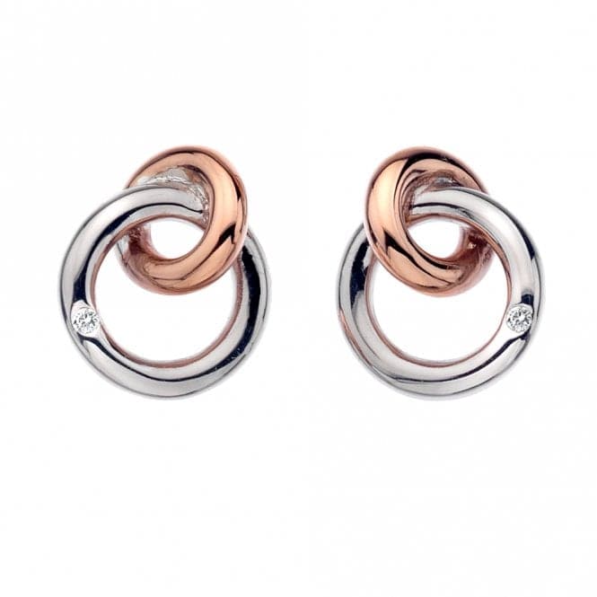 Hot Diamonds Eternity Silver & 18ct Rose Gold Vermeil Interlocking Stud Earrings DE309Hot DiamondsDE309