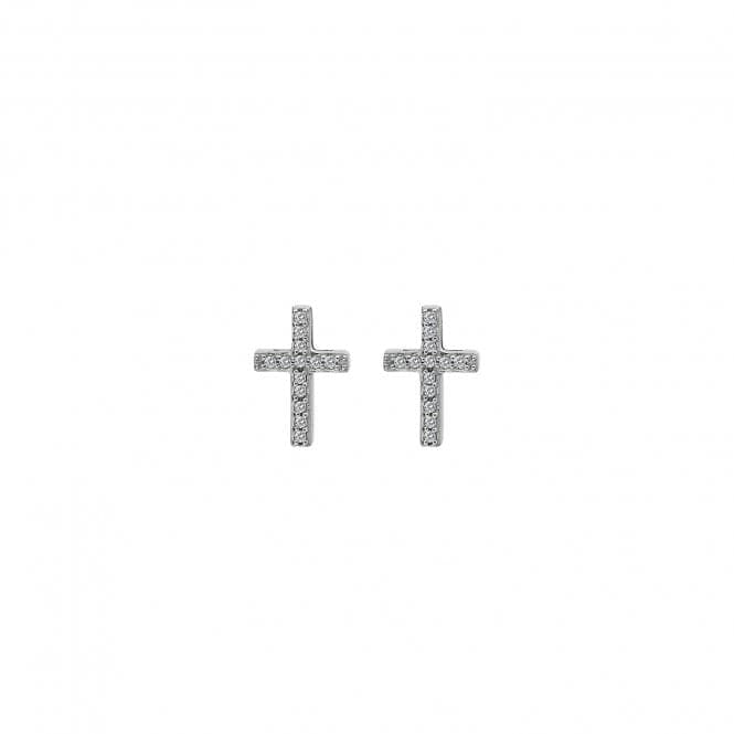 Hot Diamonds Sterling Silver Cross Micro Bliss Earrings DE552Hot DiamondsDE552