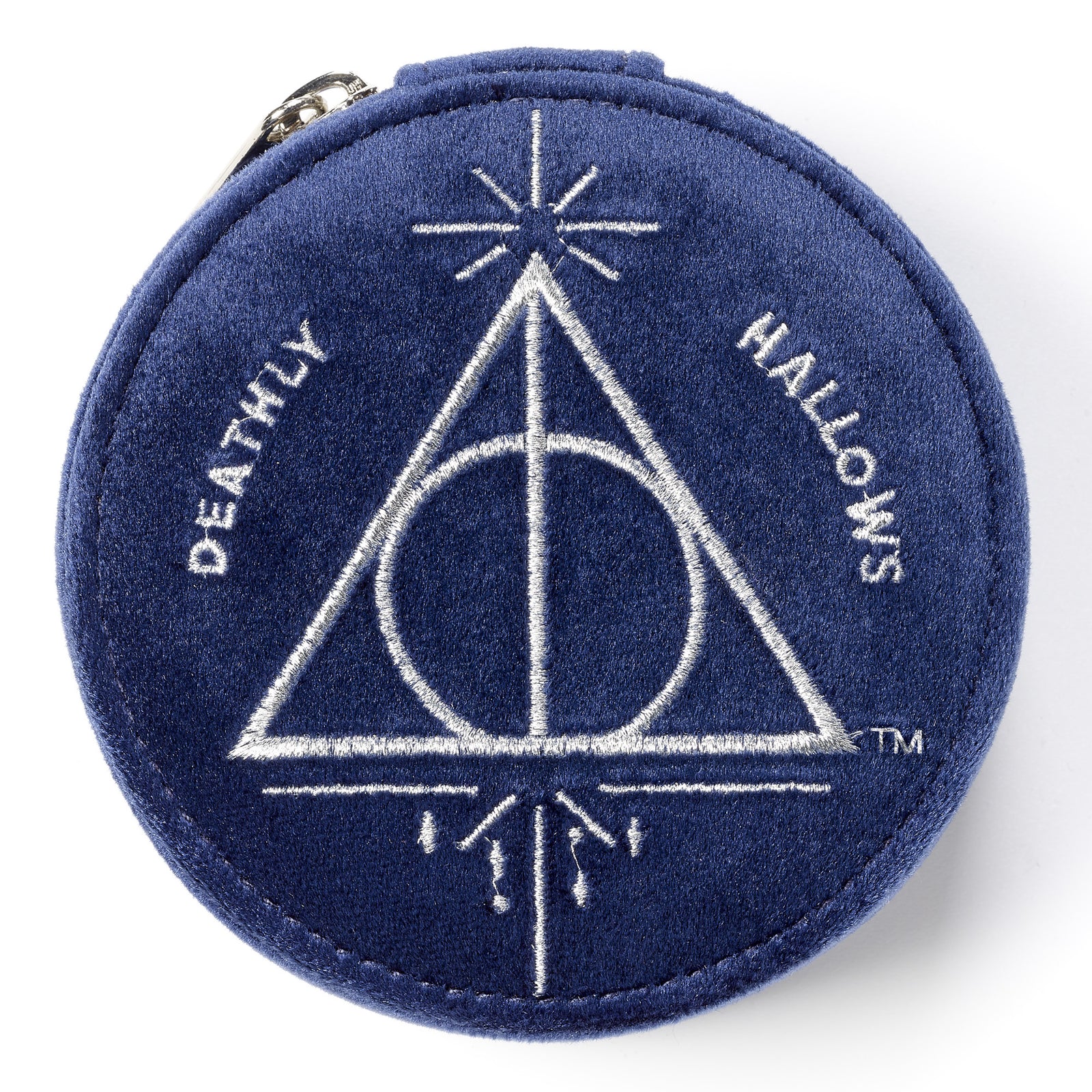 Blue jewelry box with Deathly Hallows symbol on a white background