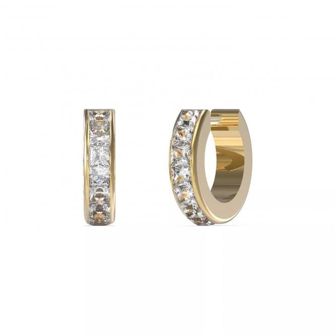 Huggie Me 11mm Clear Squares Hugs Gold Earrings UBE03134YGGuess JewelleryUBE03134YG