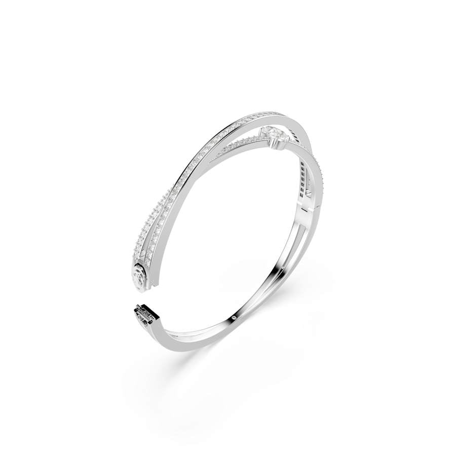 Hyperbola Rhodium Plated White Mixed Cuts Crystal BangleSwarovski5691224