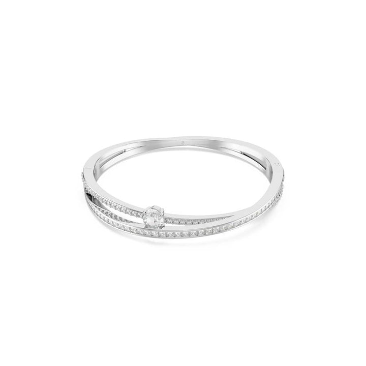 Hyperbola Rhodium Plated White Mixed Cuts Crystal BangleSwarovski5691224