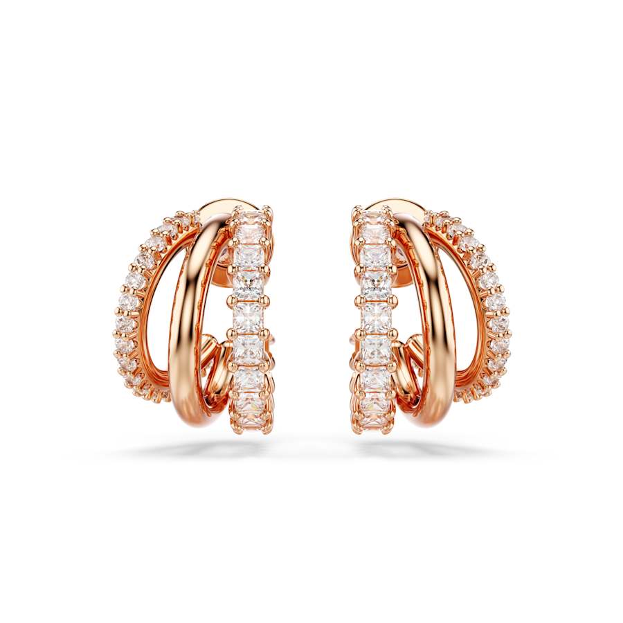 Hyperbola Rose Gold - tone Plated Mixed Cuts White Hoop Earrings 5698702Swarovski5698702