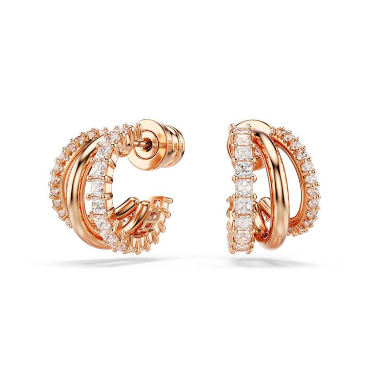 Hyperbola Rose Gold - tone Plated Mixed Cuts White Hoop Earrings 5698702Swarovski5698702