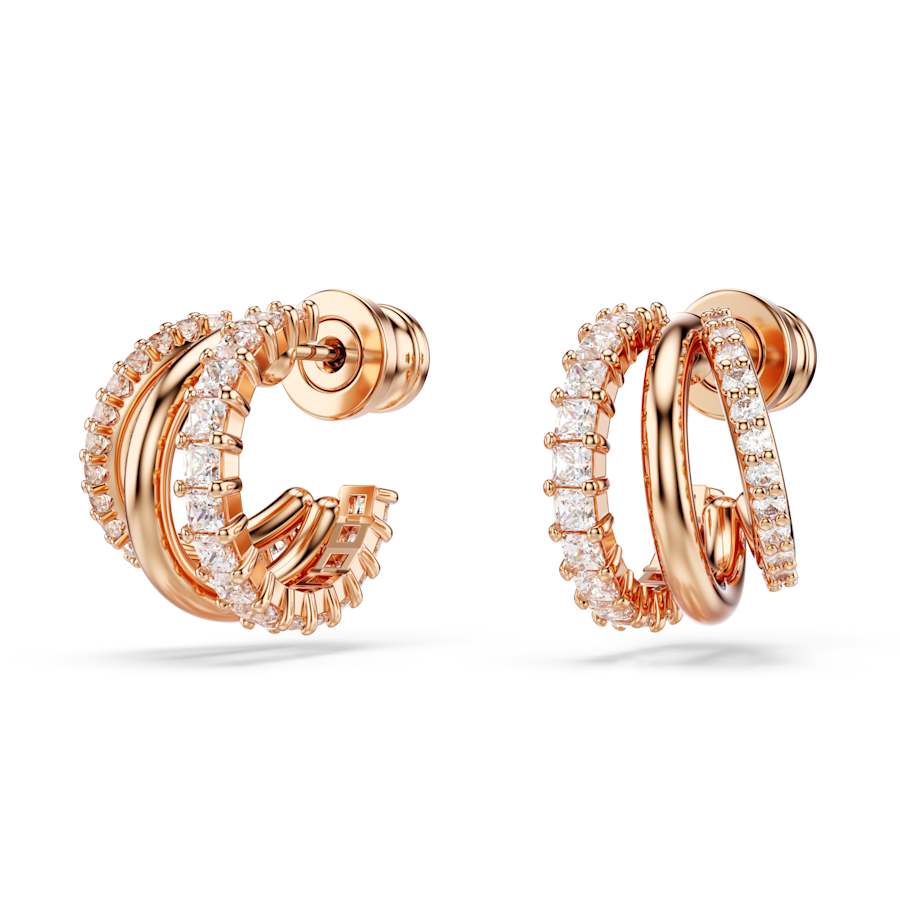 Hyperbola Rose Gold - tone Plated Mixed Cuts White Hoop Earrings 5698702Swarovski5698702