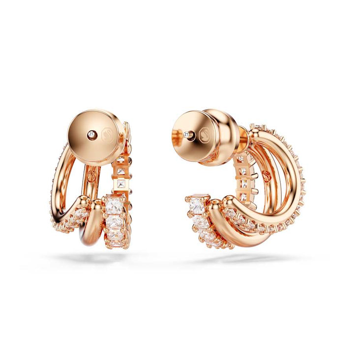 Hyperbola Rose Gold - tone Plated Mixed Cuts White Hoop Earrings 5698702Swarovski5698702