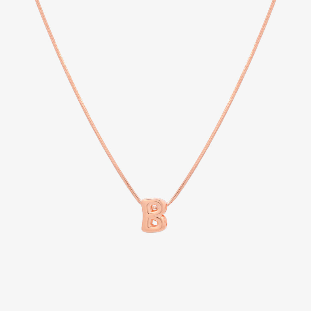 Bubble Initial Pendant Necklace-53