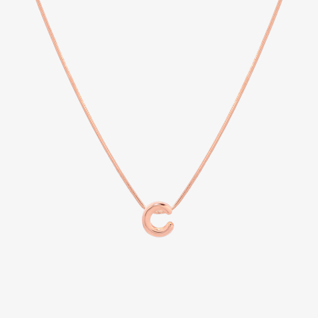 Bubble Initial Pendant Necklace-54
