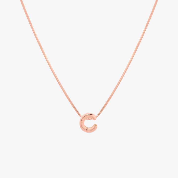 Bubble Initial Pendant Necklace-54