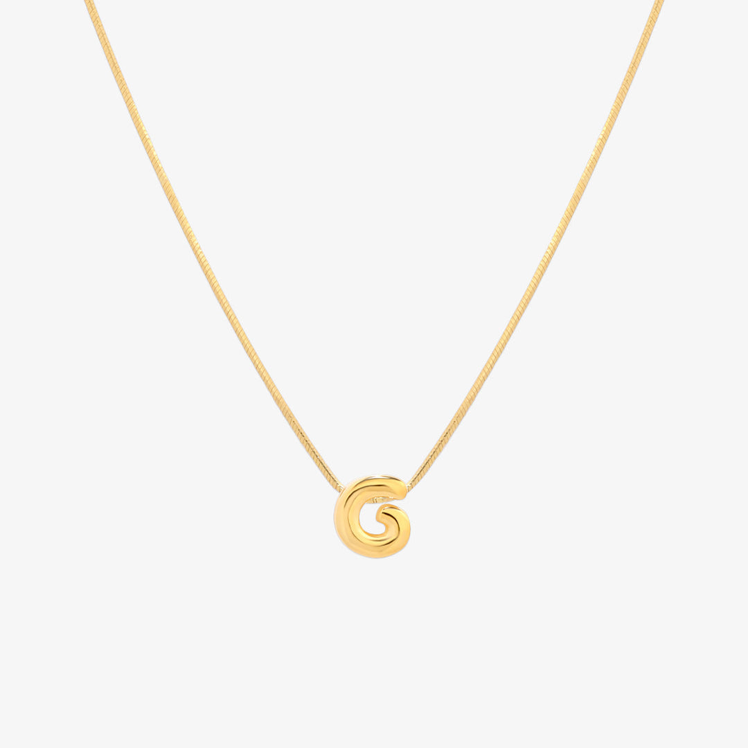 Bubble Initial Pendant Necklace-6