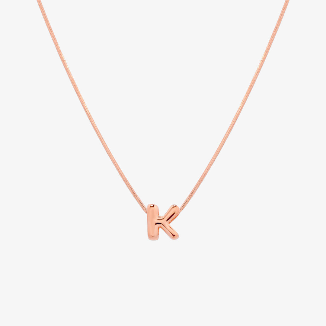 Bubble Initial Pendant Necklace-62