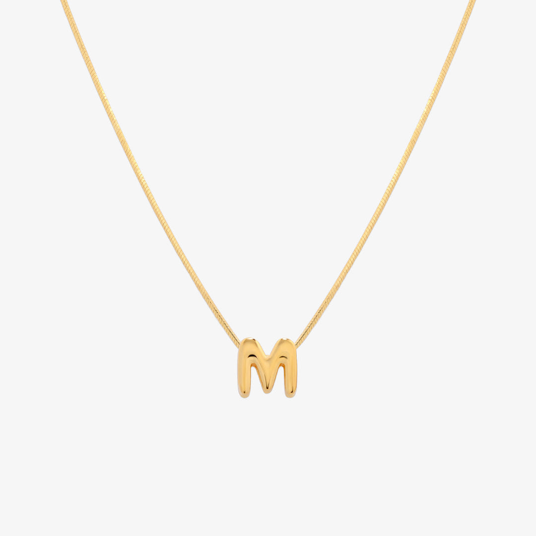 Bubble Initial Pendant Necklace-12