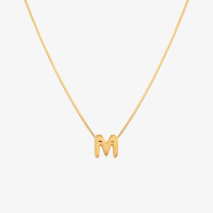 Bubble Initial Pendant Necklace-12