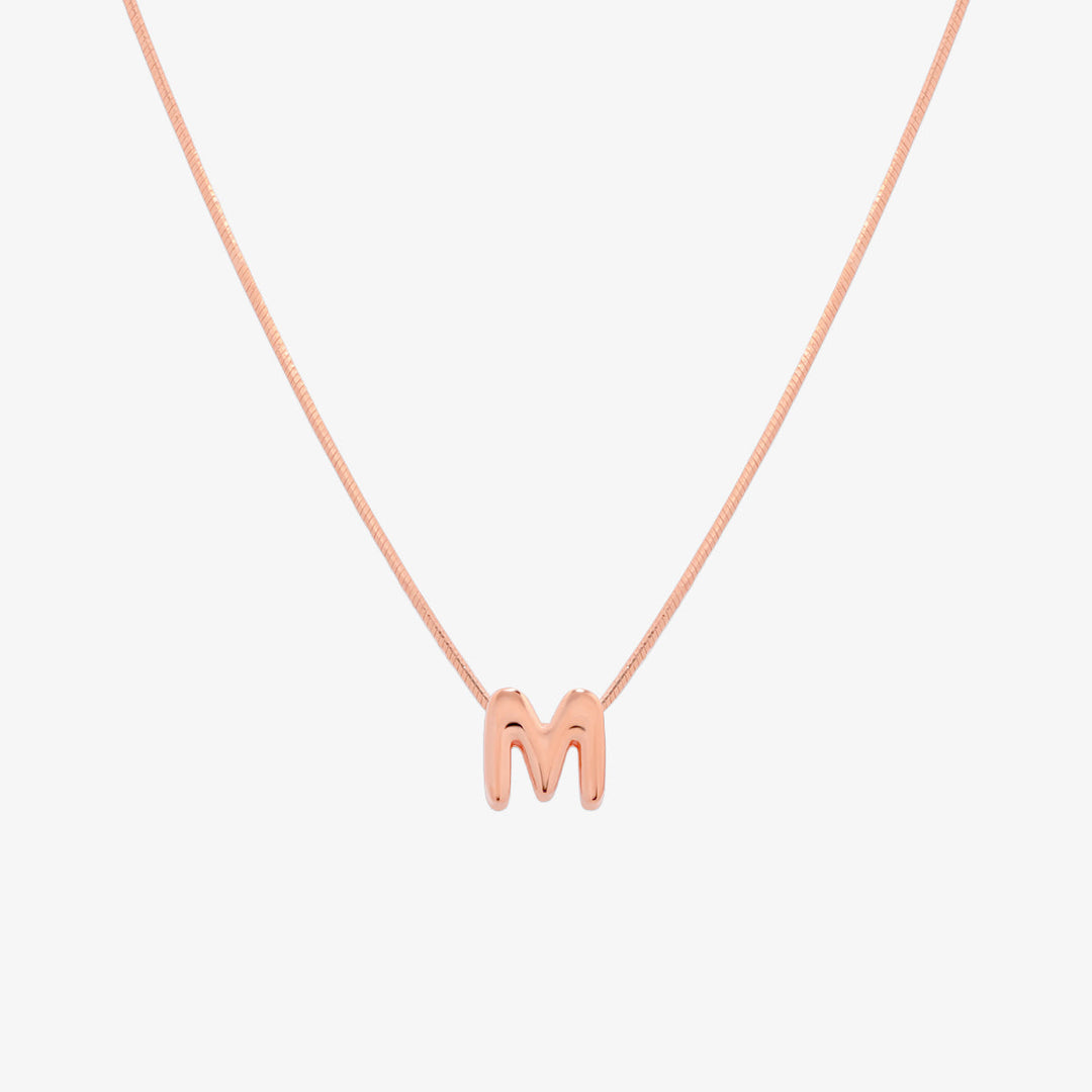 Bubble Initial Pendant Necklace-64