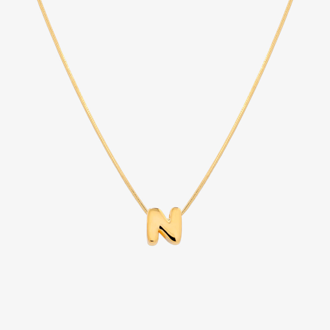Bubble Initial Pendant Necklace-13