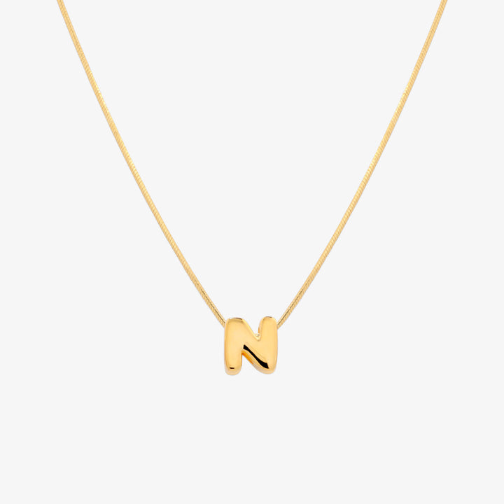 Bubble Initial Pendant Necklace-13