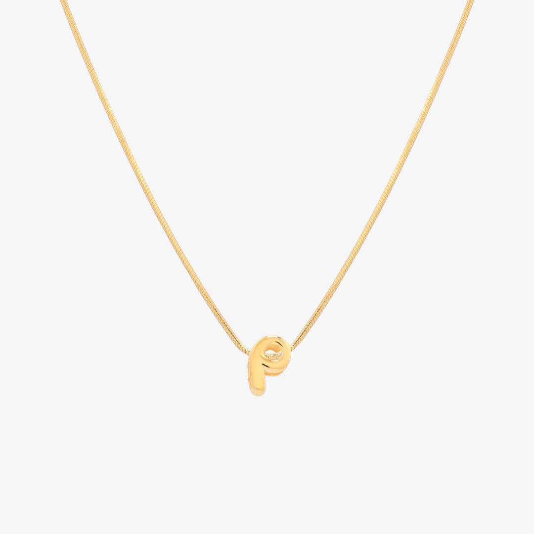 Bubble Initial Pendant Necklace-15