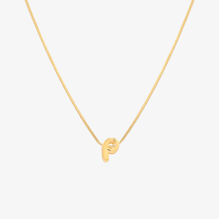 Bubble Initial Pendant Necklace-15