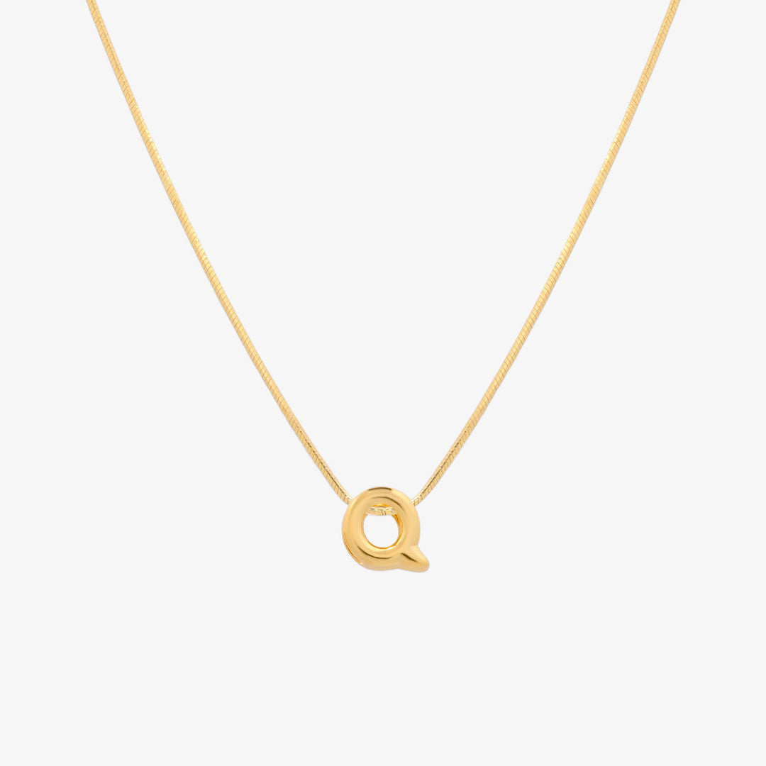 Bubble Initial Pendant Necklace-16