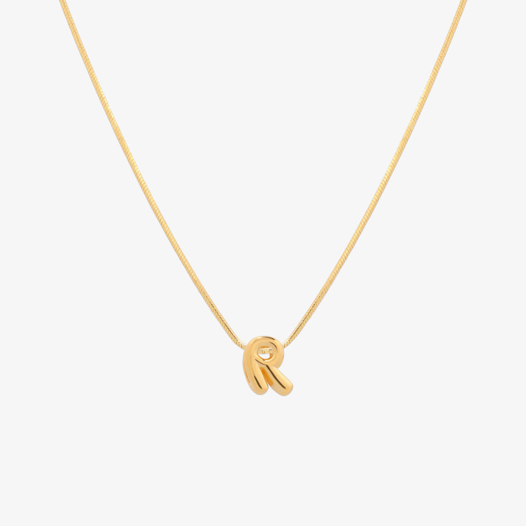Bubble Initial Pendant Necklace-17
