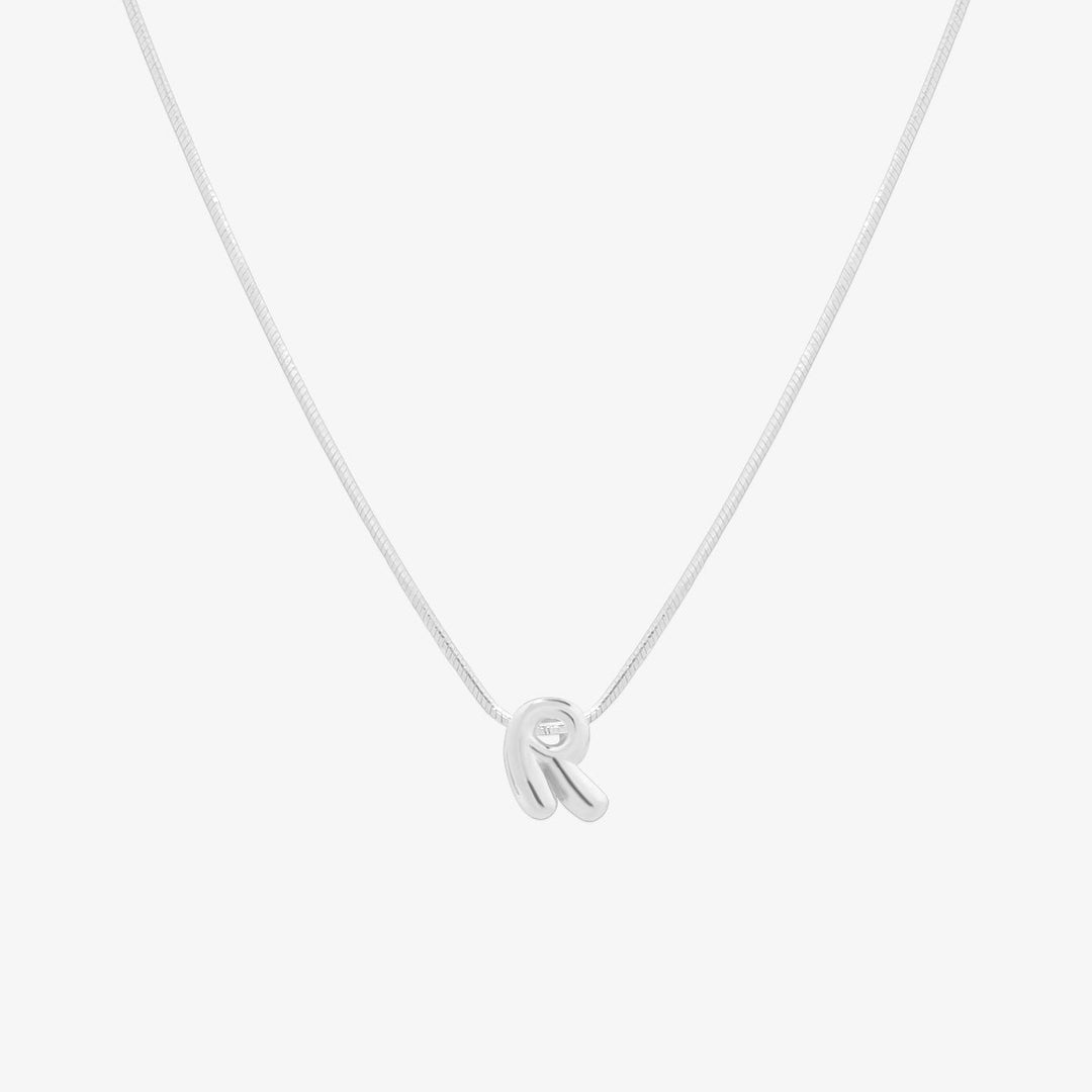 Bubble Initial Pendant Necklace-43