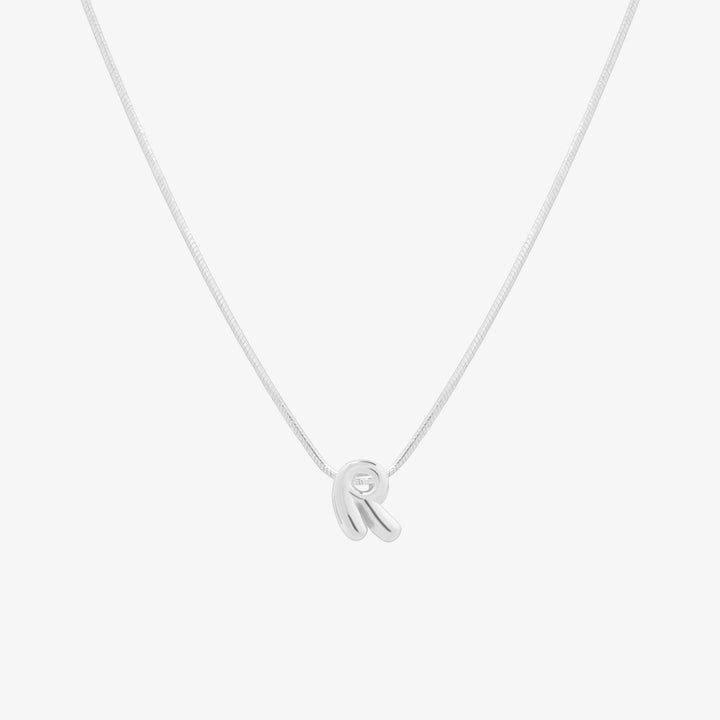 Bubble Initial Pendant Necklace-43