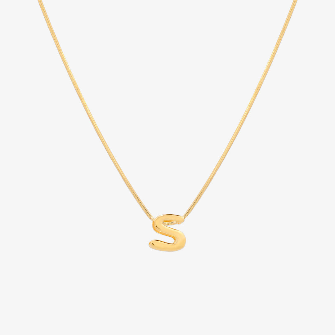 Bubble Initial Pendant Necklace-18