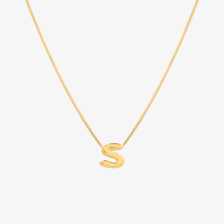 Bubble Initial Pendant Necklace-18
