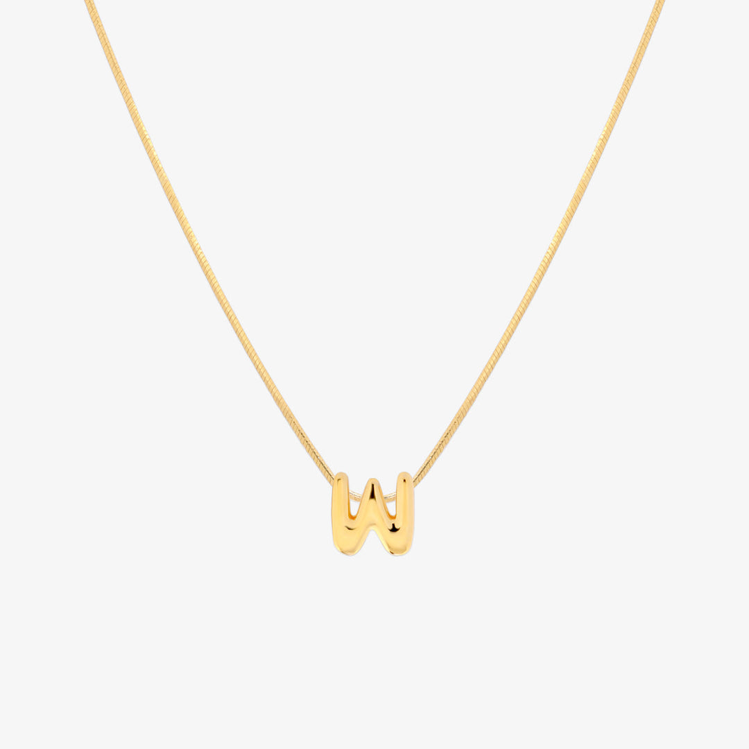 Bubble Initial Pendant Necklace-22