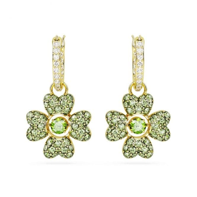 Idyllia Green Gold - tone Plated Clover Drop Earrings 5670664Swarovski5670664