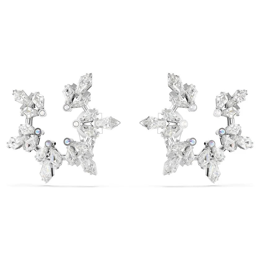 Idyllia Rhodium Plated Mixed Cuts Clip On Earrings 5692641Swarovski5692641