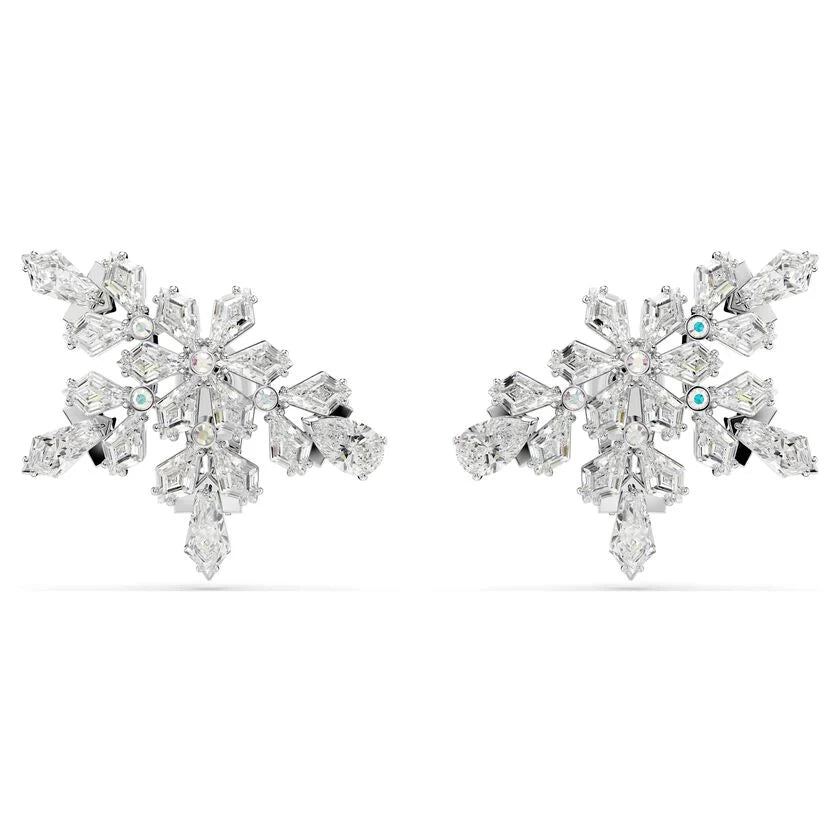 Idyllia Rhodium Plated Mixed Cuts Half Snowflake Clip On Earrings 5692635Swarovski5692635