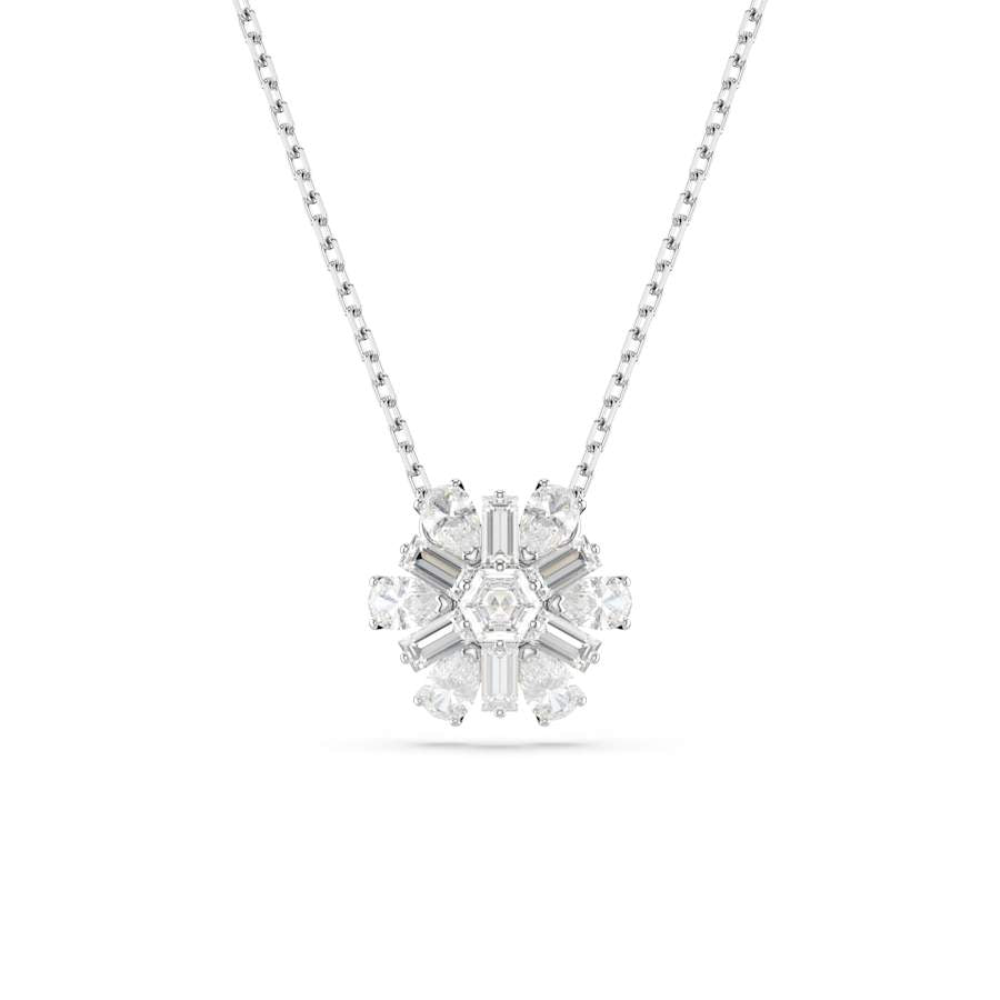 Idyllia Rhodium Plated Mixed Cuts White Snowflake Pendant 5691484Swarovski5691484