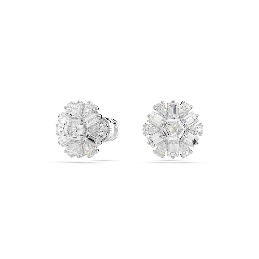 Idyllia Rhodium Plated Mixed Cuts White Snowflake Stud Earrings 5691483Swarovski5691483