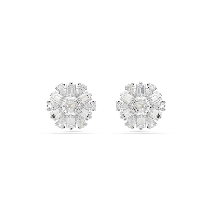 Idyllia Rhodium Plated Mixed Cuts White Snowflake Stud Earrings 5691483Swarovski5691483