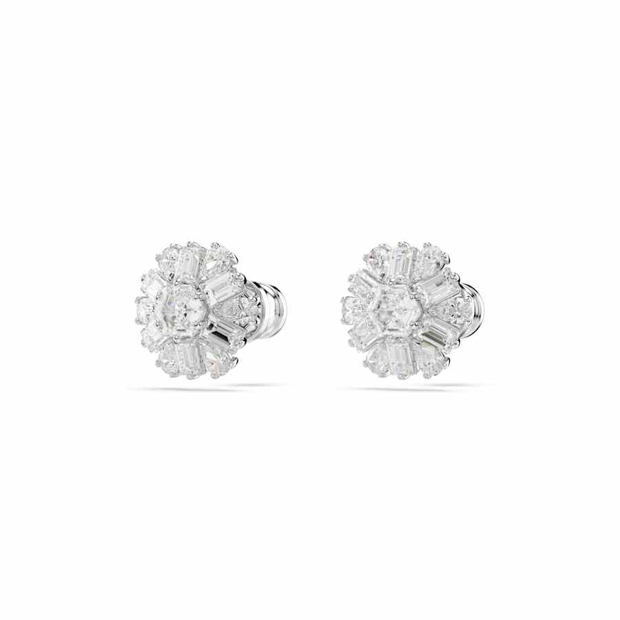 Idyllia Rhodium Plated Mixed Cuts White Snowflake Stud Earrings 5691483Swarovski5691483