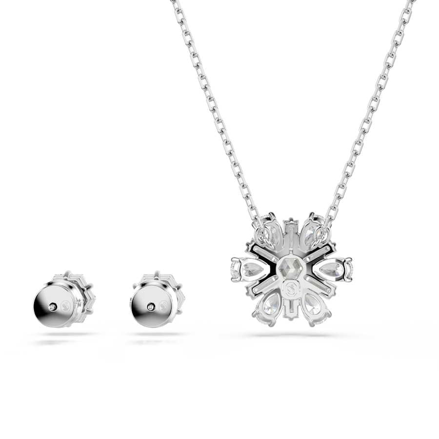 Idyllia Rhodium Plated White Mixed Cuts Snowflake Set 5691486Swarovski5691486