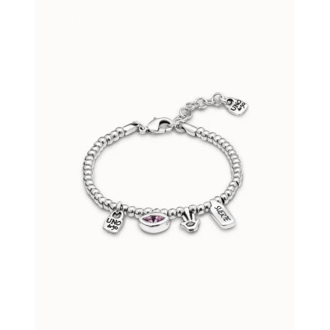 I'M Waiting 4 U Pink Pink Metal Faceted Crystal BraceletUNOde50PUL1853RSAMTL0M