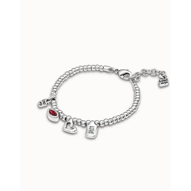 I'M Waiting 4 U Red Red Metal Faceted Crystal Bracelet